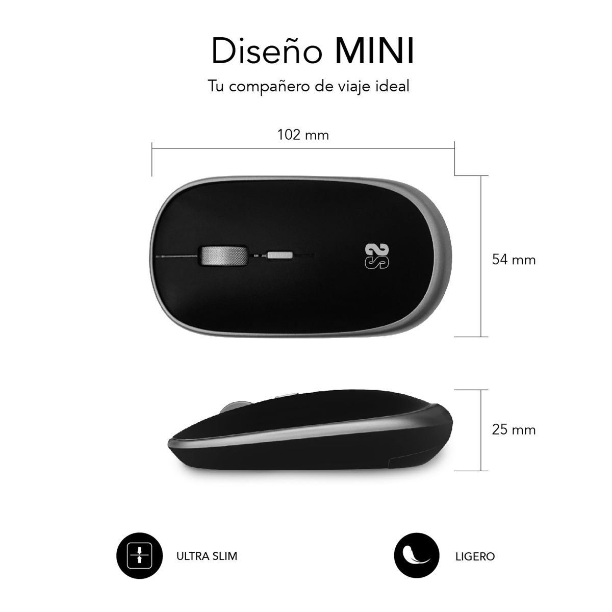 Ratón Óptico Inalámbrico Wireless Mini Mouse Grey