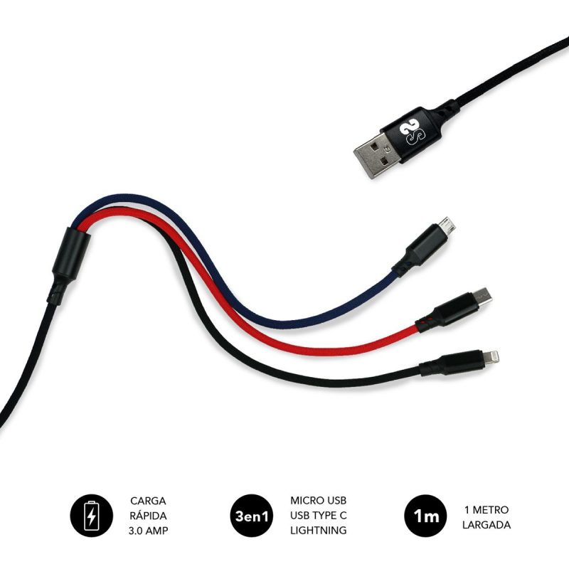 ✅ PREMIUM CABLE 3EN1 (2.4A) Micro USB+Type C+LIGHTNING