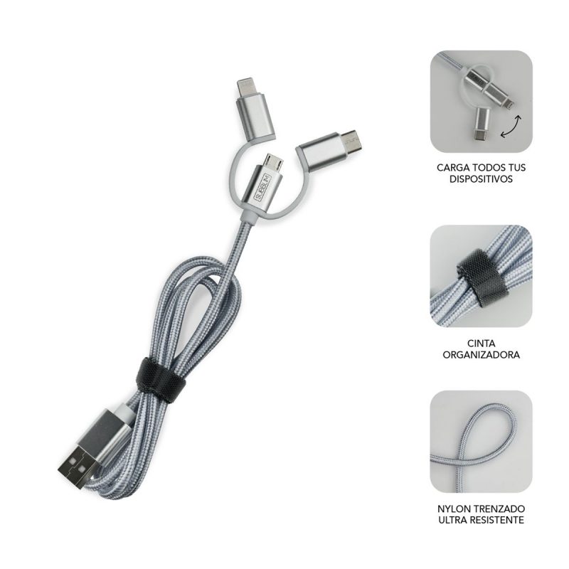 ✅ ABS DUAL WALL CHARGER (2.4A) + CABLE 3IN1 White
