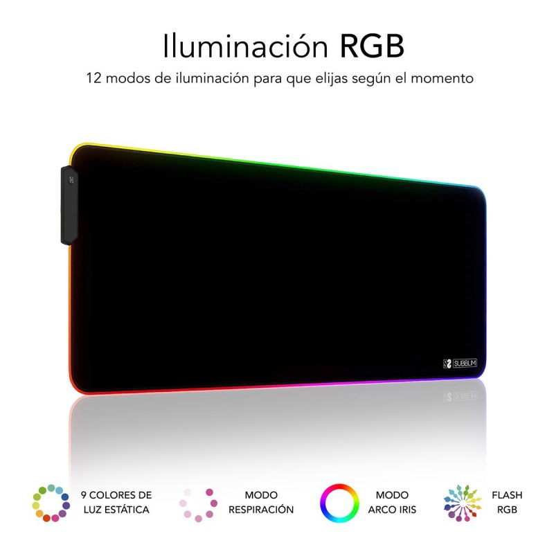 ✅ ALFOMBRILLA RATÓN LUZ LED RGB 9 COLORES EXTRA GRANDE Premium